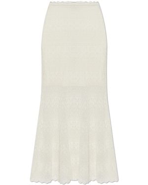 Self-Portrait Skirt With Decorative Weave - White