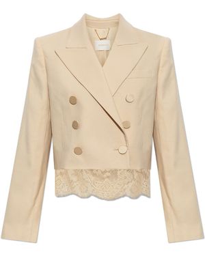 Zimmermann Wool Blazer With Lace Trim - Natural
