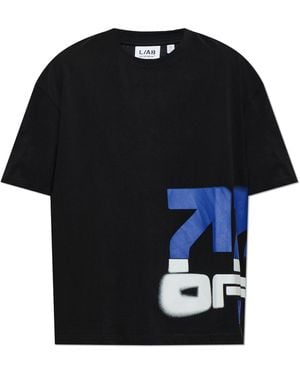 LAB C.O. OFF WHITE Ab C/O Off- T-Shirt With Logo - Black