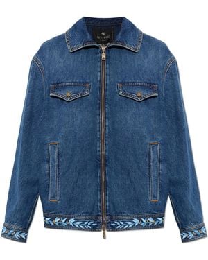 Etro Denim Jacket With Embroidered Embellishment - Blue