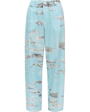 Moschino Cotton Pants With Print - Blue