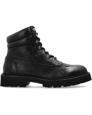 DSquared² Leather Shoes "D2 Monogram" - Black