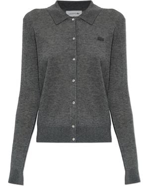 Lacoste Cardigan With Logo Patch - Grey