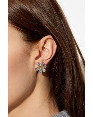 Marni Earrings With Shimmering Crystals - Brown