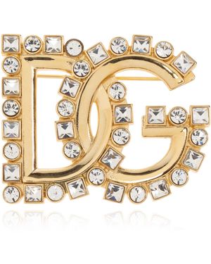 Dolce & Gabbana Brooch With Sparkling Crystals - White