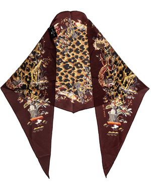 Etro Silk Scarf With Animal Motif - Brown