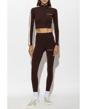 Palm Angels Leggings With Logo - Brown