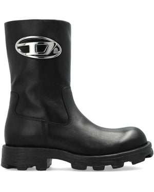 DIESEL Leather Ankle Boots 'D-Hammer' - Black