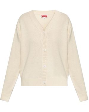 KENZO Cardigan With Logo - Natural