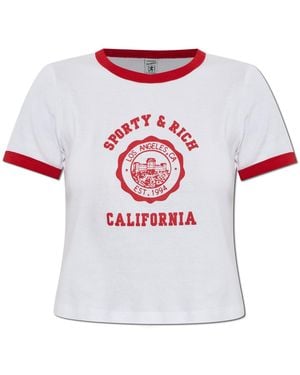 Sporty & Rich T-Shirt From The "Marine" Collection - Pink