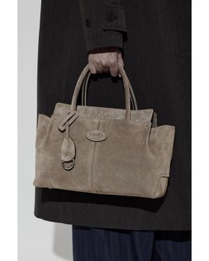 Tod's Suede Bag With 'Small' Logo - Black