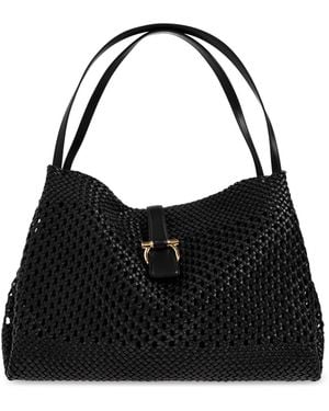 Ferragamo Leather Shopper Bag - Black
