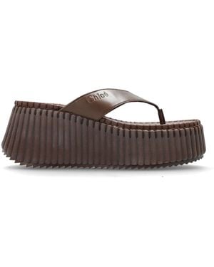 Chloé Platform Slides 'Nama' - Brown