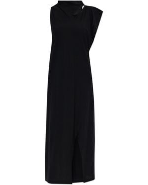 Issey Miyake Cotton Dress With A Slit - Black