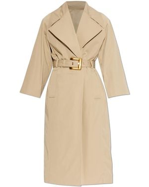 Balmain Trench Coat With Belt - Natural