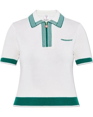 CASABLANCA Wool Polo With Embroidered Logo - Green