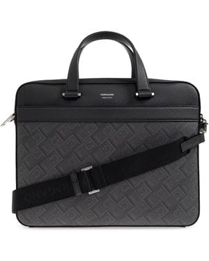Ferragamo Briefcase With Monogram - Black