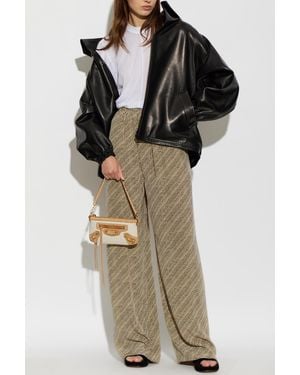 Balenciaga Silk Wide-Leg Pants - Natural
