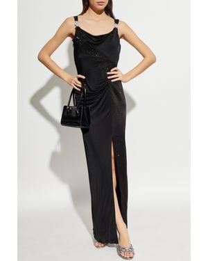 Versace Dress With Shimmering Appliqués - Black