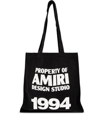 Amiri Cotton Tote Bag With Print - Black