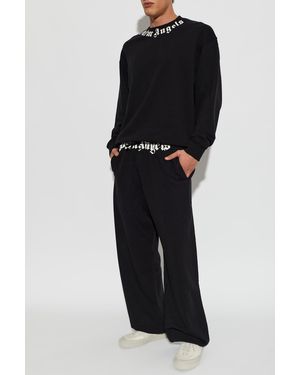 Palm Angels Sweatpants With Ribbed Cuffs - Black