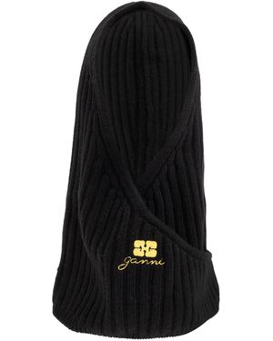 Ganni Balaclava With Logo - Black