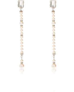Alessandra Rich Clip-On Earrings With Faux Pearl - White