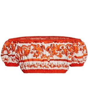Dolce & Gabbana Short Top With 'Majolica' Print - Red