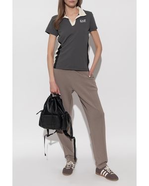 EA7 Polo With Printed Logo - Gray