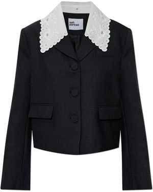 Self-Portrait Blazer With Detachable Collar - Black