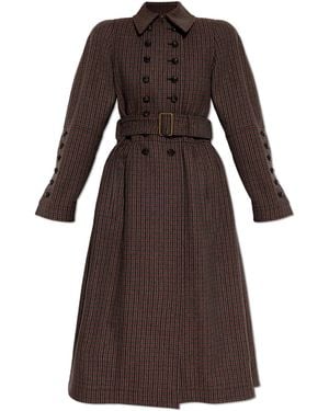 Chloé Plaid-Patterned Coat - Brown