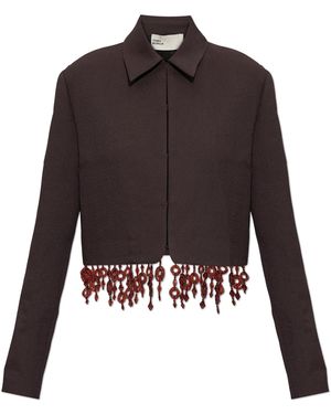Tory Burch Blazer With Decoratively Finished Hem - Brown