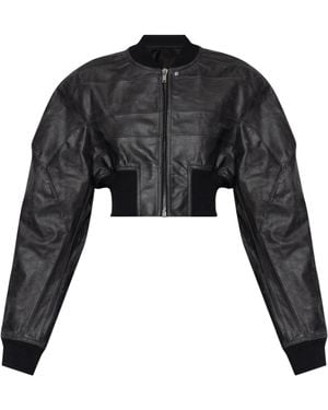 Rick Owens Leather Jacket 'Girdered' - Black