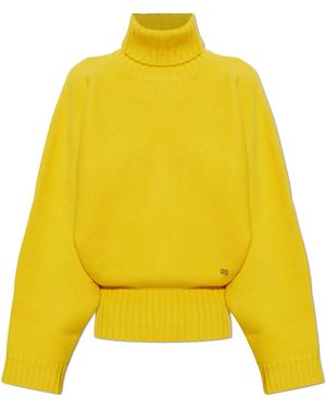 Ganni Wool Turtleneck Jumper - Yellow