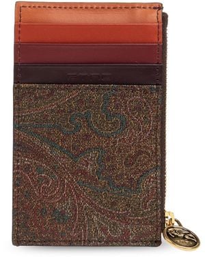 Etro Card Holder With Logo - Brown