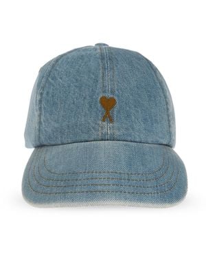 Ami Paris Denim Baseball Cap - Blue