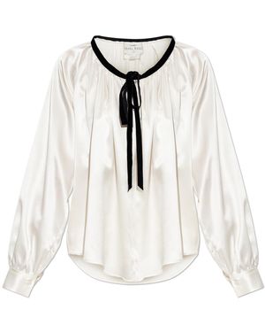 forte_forte Silk Top With Decorative Tie - White