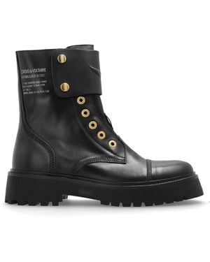 Zadig & Voltaire Leather Ankle Boots 'Joe Fast' - Black