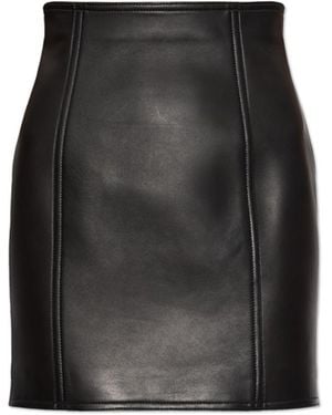 Balmain Short Leather Skirt - Black