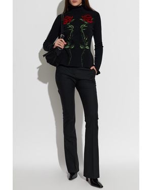 Blumarine Pants With Pressed Creases And Flared Legs - Black
