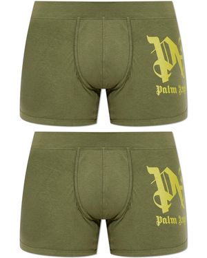 Palm Angels Two-Pack Of Boxers With Logo - Green