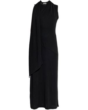 Ami Paris Dress With A Decorative Pleat - Black