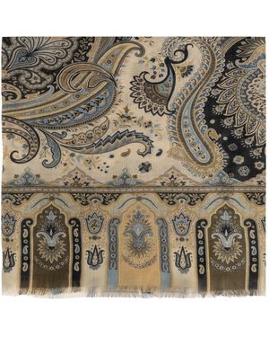 Etro Scarf With Raw Edge Finish - Brown