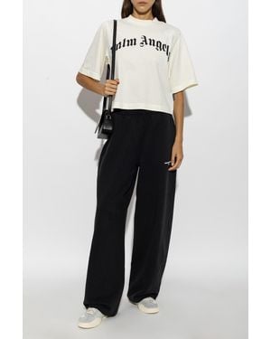 Palm Angels Cotton T-Shirt With Printed Logo - White