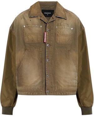 DSquared² Denim Jacket With A Vintage Effect - Brown