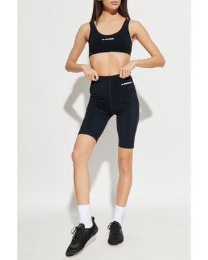 Jil Sander Short Leggings With Logo - Blue