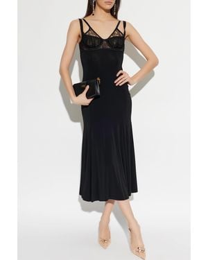 Dolce & Gabbana Strappy Dress With Lace Inserts - Black