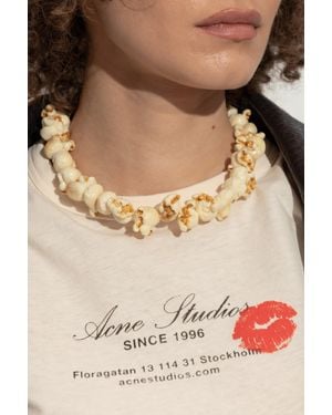 Acne Studios Necklace With Popcorn Motif - Natural