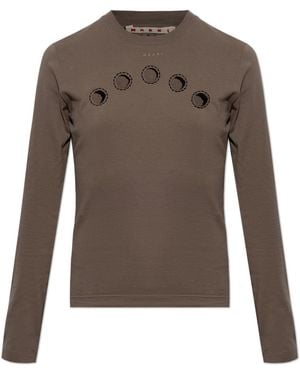 Marni Cotton Long-Sleeve Top - Brown