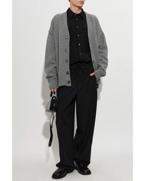 Ami Paris Straight-Leg Wool Pants - Black